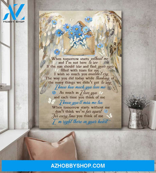 Heaven - Floral envelope - I'm right there in your heart - Portrait Canvas Prints, Wall Art
