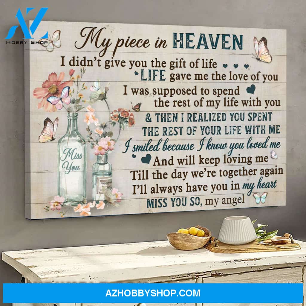 Heaven - Flowers in glass bottle - I'll always have you in my heart - Landscape Canvas Prints, Wall Art