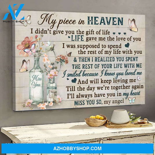 Heaven - Flowers in glass bottle - I'll always have you in my heart - Landscape Canvas Prints, Wall Art
