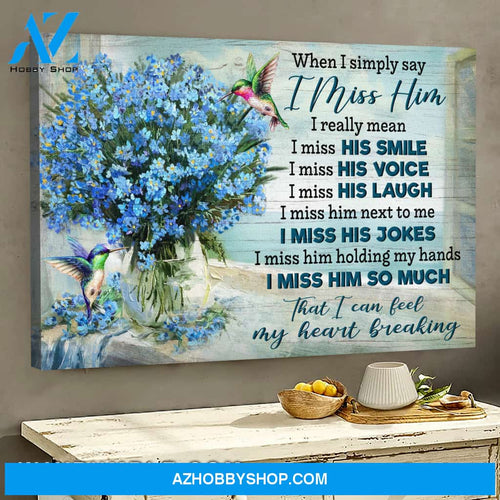 Heaven - Hummingbird and Blue flower - I miss him - Landscape Canvas Prints, Wall Art