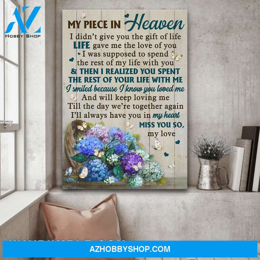 Heaven - Hydrangea basket - I smiled because I know you loved me - Portrait Canvas Prints, Wall Art