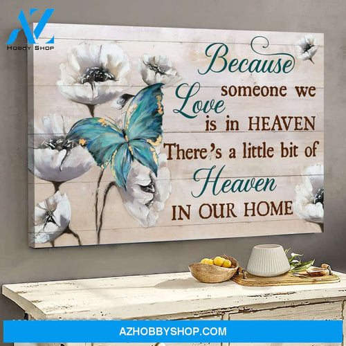 Heaven - Poppy with butterfly - There's a little bit of heaven in our home - Landscape Canvas Prints, Wall Art