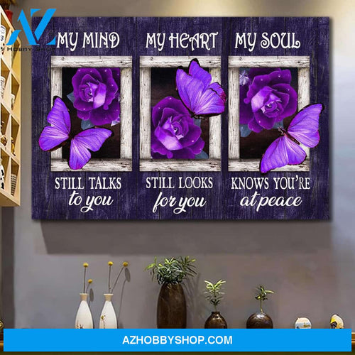 Heaven - Violet Rose and Butterfly - My heart still looks for you but my soul knows you're at peace - Landscape Canvas Prints, Wall Art