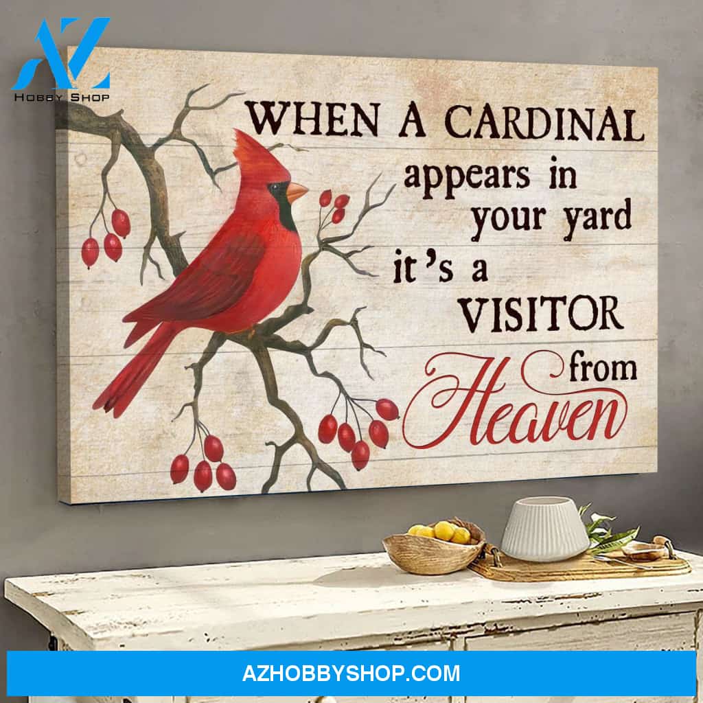 Heaven - When a cardinal appears in your yard, it's a visitor from heaven - Landscape Canvas Prints, Wall Art