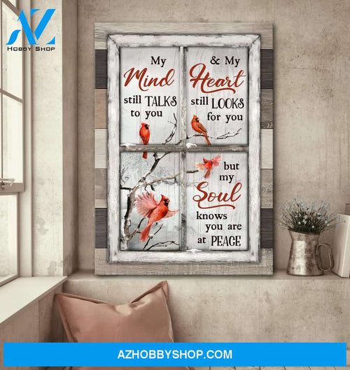 Heaven - Winter and Cardinal - My soul knows you are at peace - Portrait Canvas Prints, Wall Art