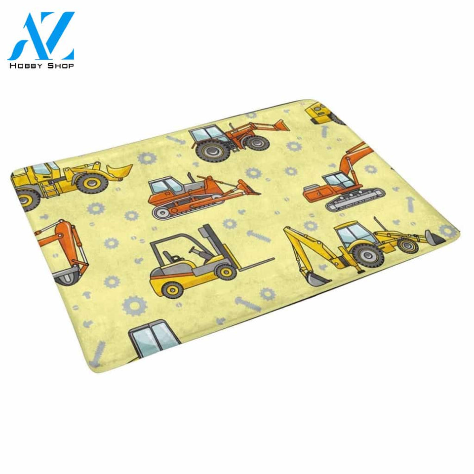 Heavy Machines Excavator Truck Tractor Vehicle Doormat Indoor And Outdoor Mat Entrance Rug Sweet Home Decor Housewarming Gift Gift for Friend Family Birthday New Home