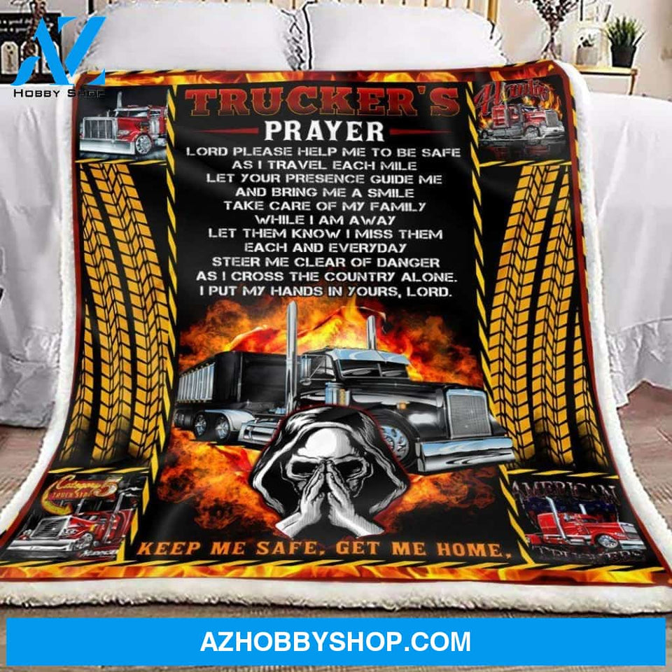 Heavy Trucker Prayer Fleece Blanket