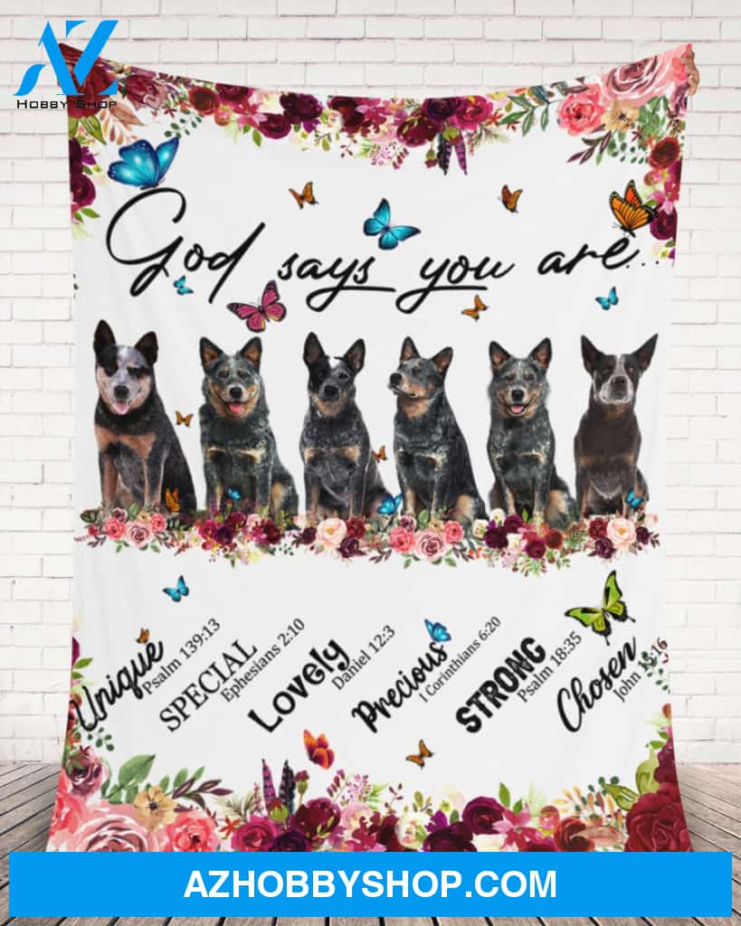 Heeler - God Says You Are - Floral Butterflies Blanket Gift for Dog Lovers Birthday Gift Home Decor Bedding Couch Sofa Soft and Comfy Cozy