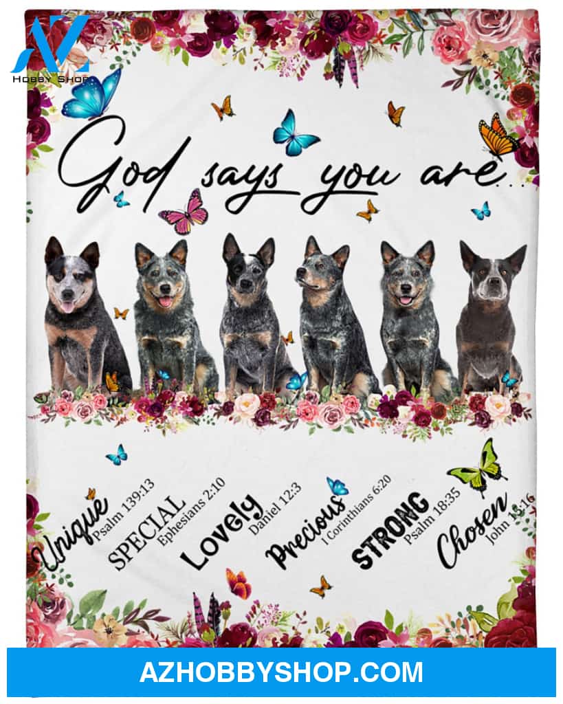 Heeler - God Says You Are - Floral Butterflies Blanket Gift for Dog Lovers Birthday Gift Home Decor Bedding Couch Sofa Soft and Comfy Cozy