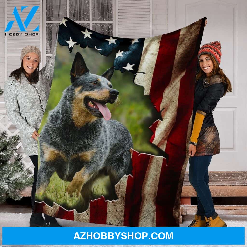 Heeler Premium Blanket In The Flag Fleece Blanket
