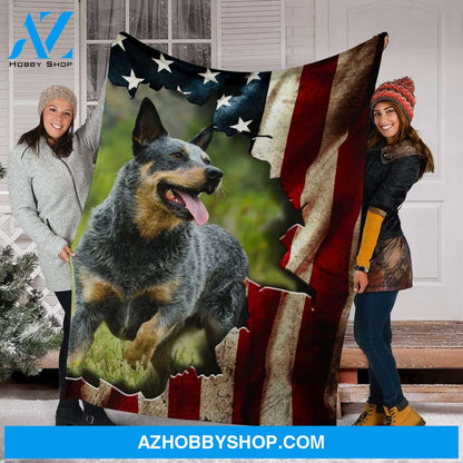 Heeler Premium Blanket In The Flag Fleece Blanket