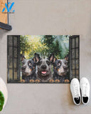 Heelers In Spring Garden Window Indoor And Outdoor Doormat Gift For Dog Lovers Birthday Gift Decor Warm House Gift Welcome Mat