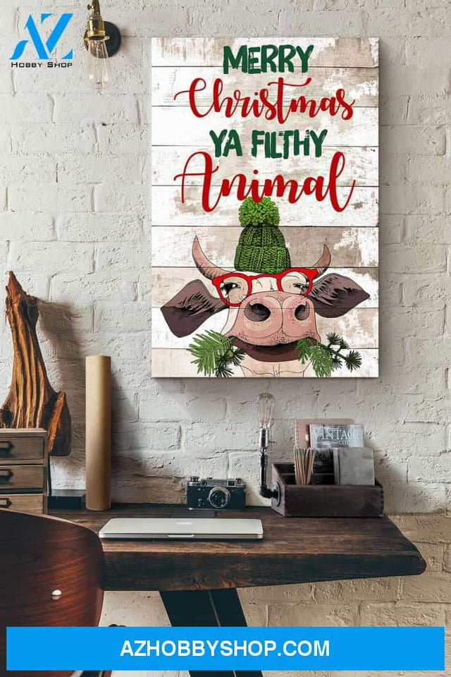Heifer Merry Christmas Ya Filthy Animal Canvas And Poster, Wall Decor Visual Art