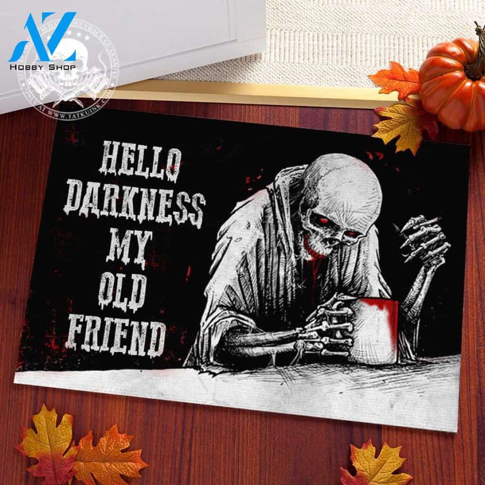 Hello Darkness My Old Friend Skull Doormat