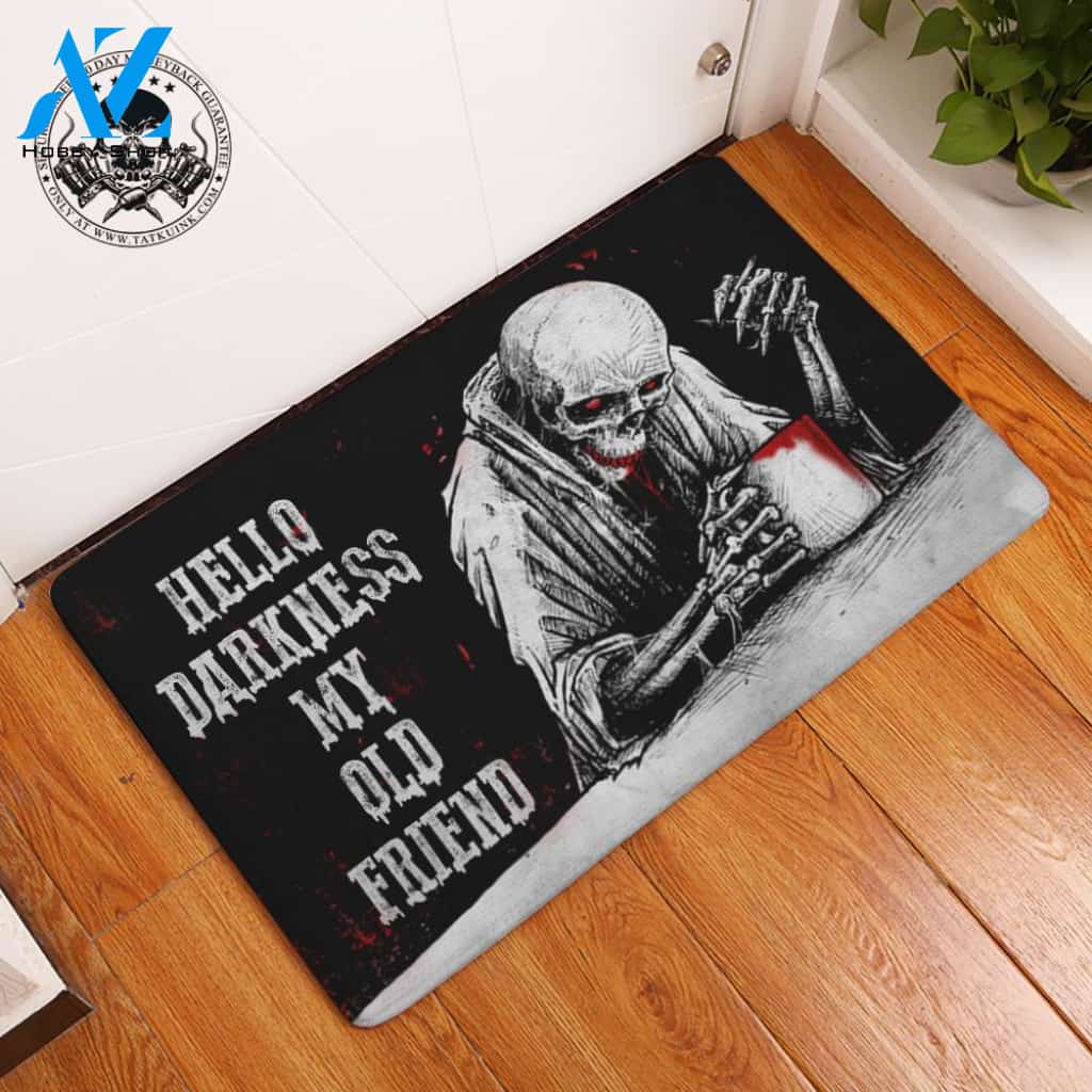Hello Darkness My Old Friend Skull Doormat