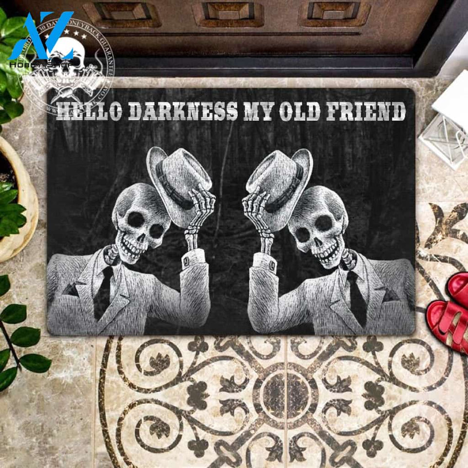 Hello Darkness My Old Friend Skull Doormat