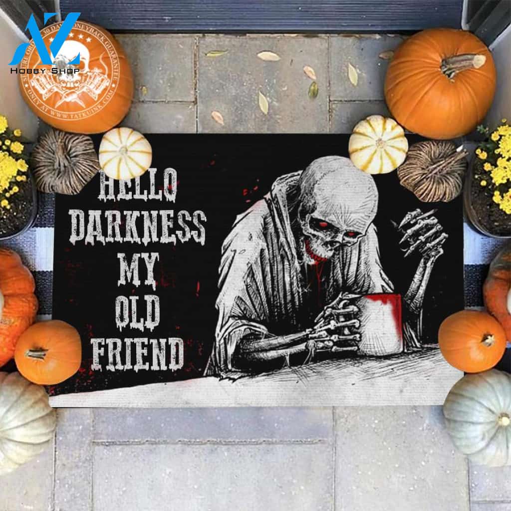Hello Darkness My Old Friend Skull Doormat