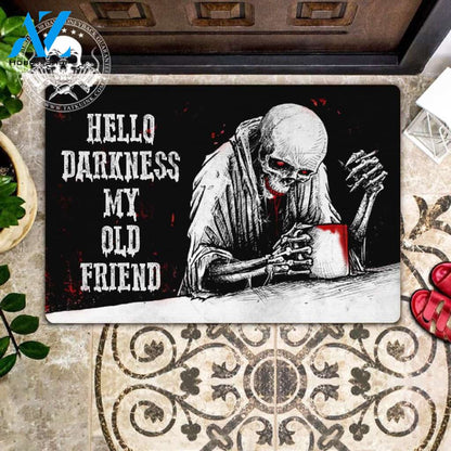 Hello Darkness My Old Friend Skull Doormat