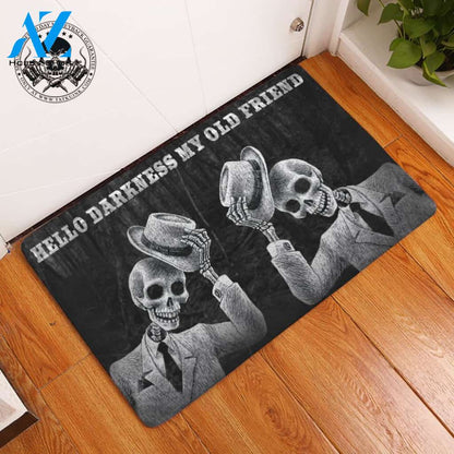 Hello Darkness My Old Friend Skull Doormat