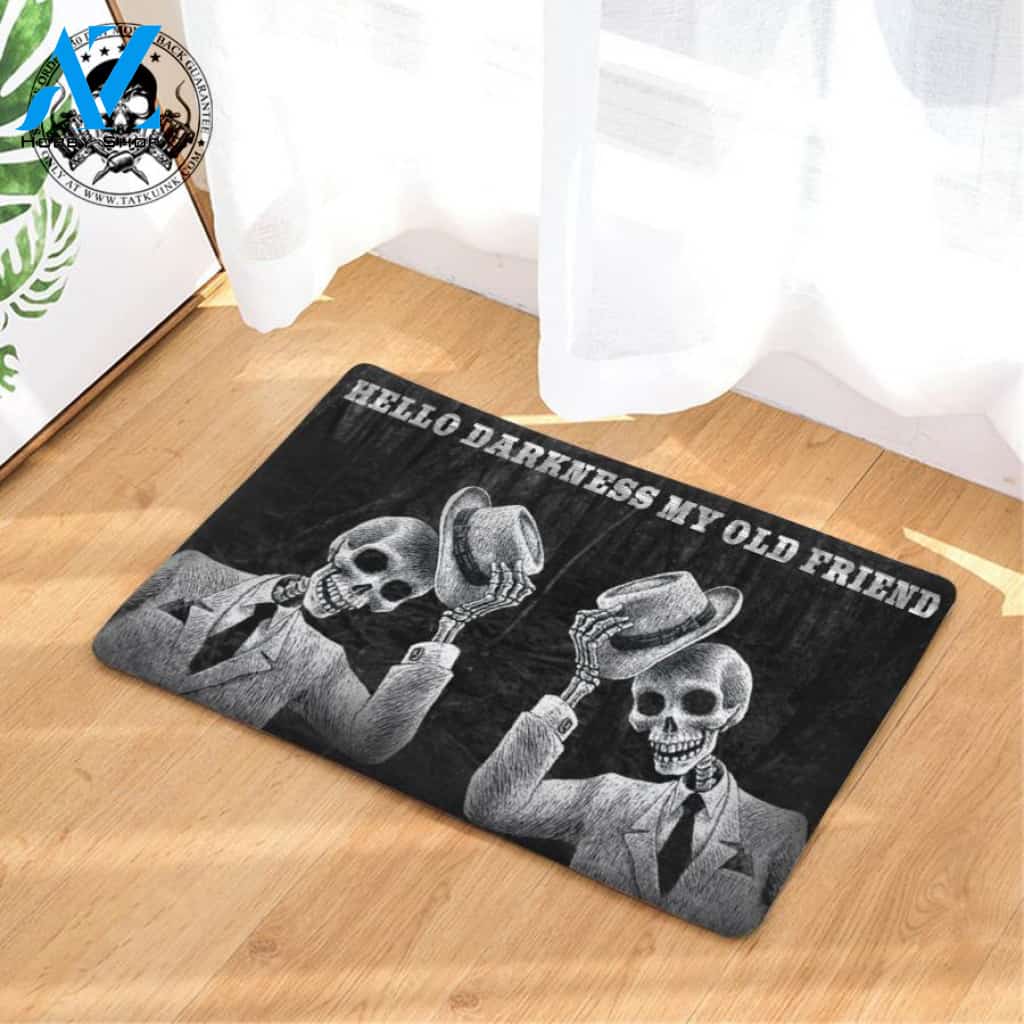 Hello Darkness My Old Friend Skull Doormat