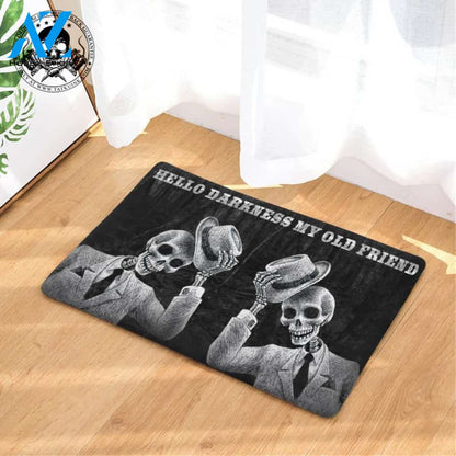 Hello Darkness My Old Friend Skull Doormat