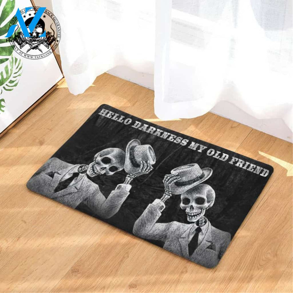 Hello Darkness My Old Friend Skull Doormat
