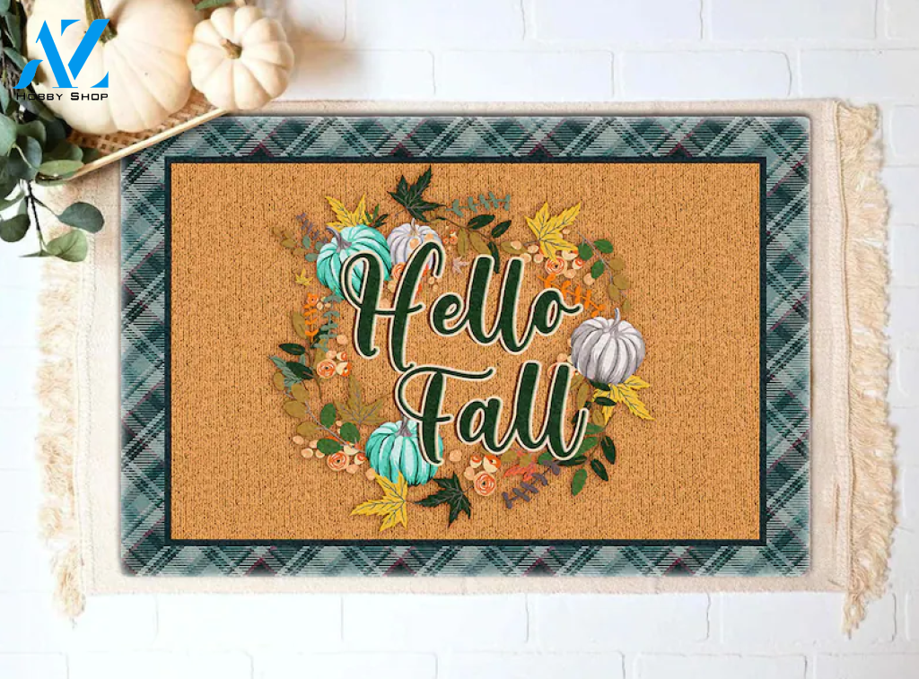 Hello Fall Indoor And Outdoor Doormat Welcome Mat Housewarming Gift Home Decor Farmhouse Funny Doormat Gift For Friend Family Happy Autumn Gift Idea
