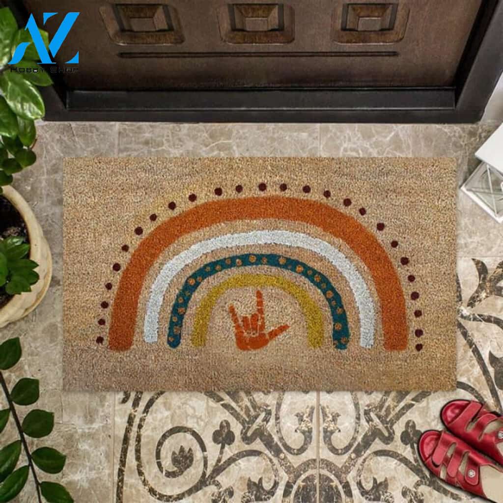 Hello fall Coir pattern print Doormat | Welcome Mat | House Warming Gift