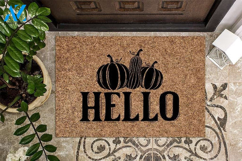 Hello Fall Pumpkin Autumn Indoor And Outdoor Doormat Warm House Gift Welcome Mat Birthday Gift For Autumn Lovers