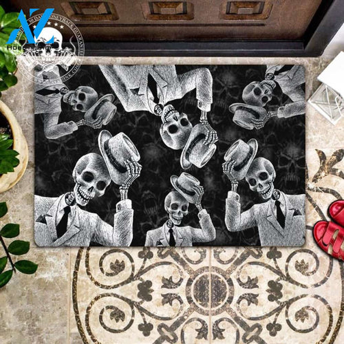 Hello Friend Happy Halloween Skull Doormat