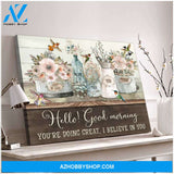 Top #68 Hello Good Morning Flowers And Hummingbirds Canvas Wall Art, Wall Decor Visual Art