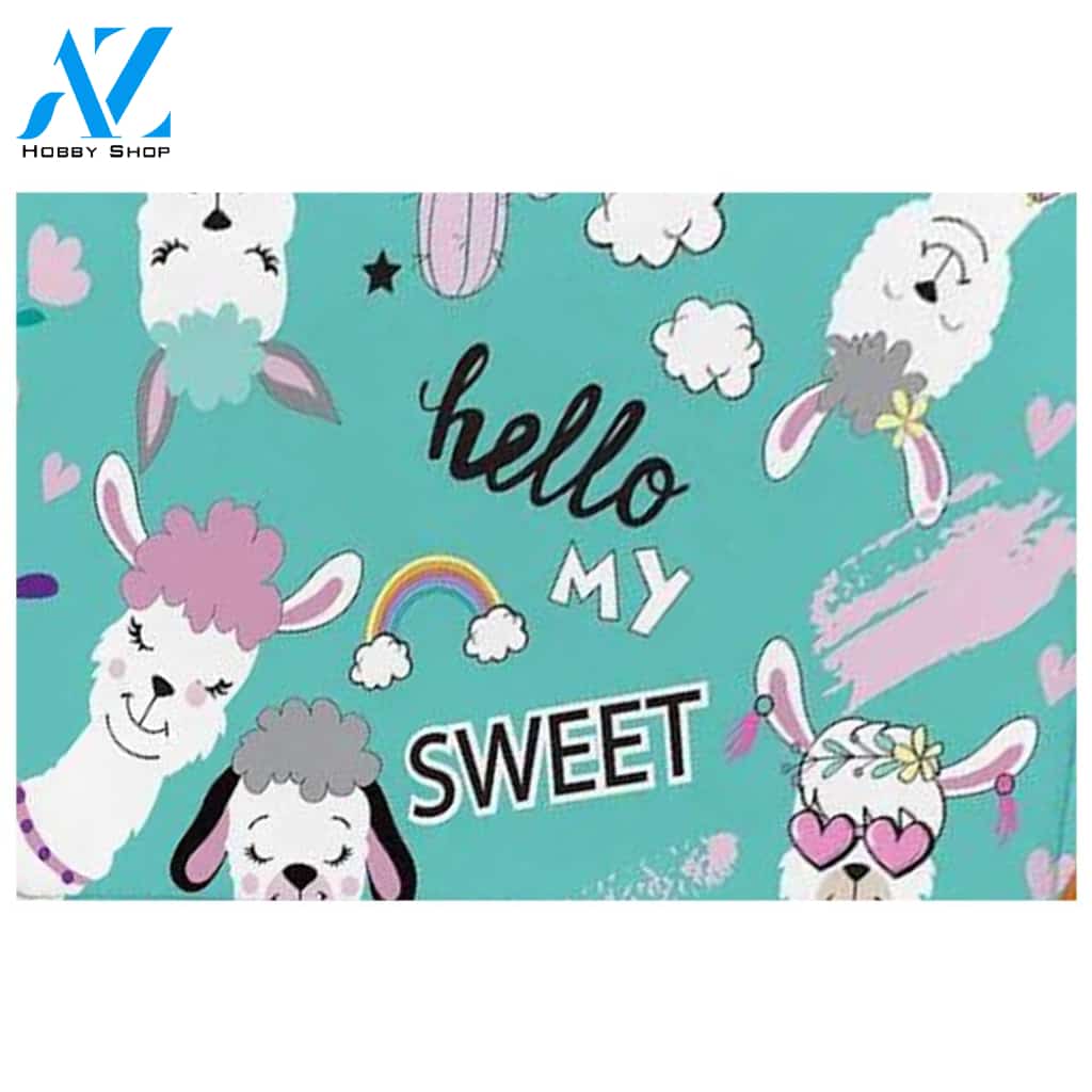 Hello My Sweet Llama Doormat Welcome Mat House Warming Gift Home Decor Gift for Llama Lovers Funny Doormat Gift Idea
