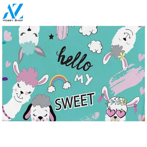 Hello My Sweet Llama Doormat Welcome Mat House Warming Gift Home Decor Gift for Llama Lovers Funny Doormat Gift Idea