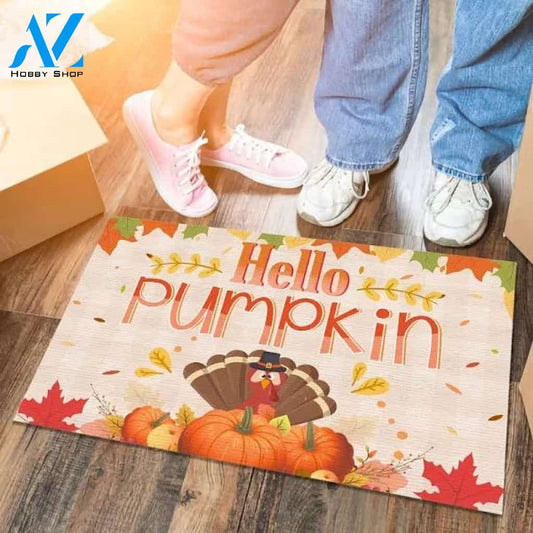 Hello Pumpkin Colorful Spring Halloween Doormat Indoor and Outdoor Mat Entrance Rug Funny Home Decor Closing Gift Gift for Friend Family Gift Idea
