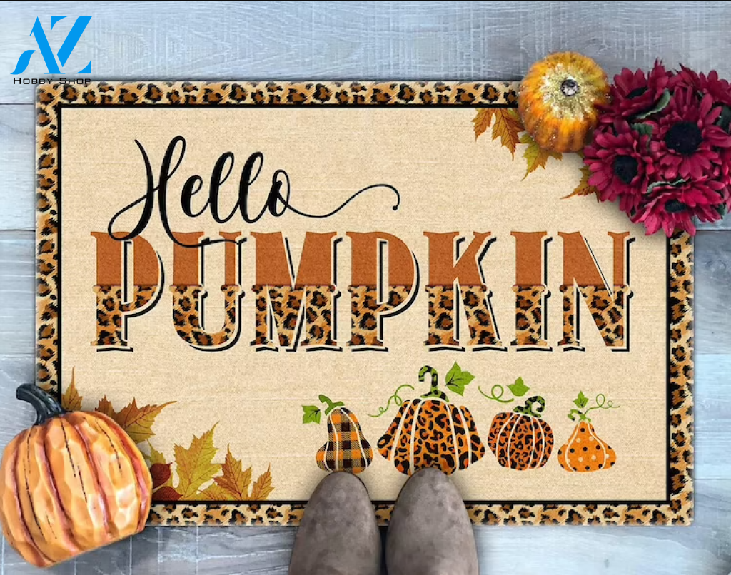 Hello Pumpkin Doormat, Pumpkin Welcome Mat, Fall Doormat, Thanksgiving Doormat Gift For Friend Family Decor Warm House Gift Welcome Mat