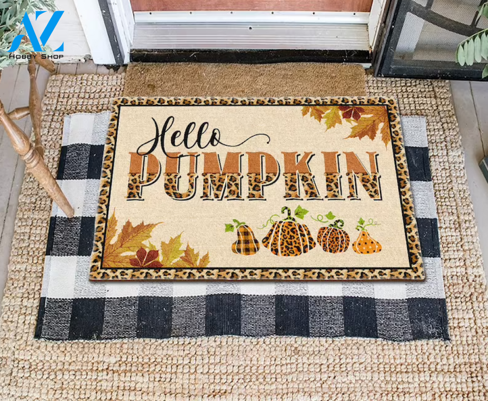 Hello Pumpkin Doormat, Pumpkin Welcome Mat, Fall Doormat, Thanksgiving Doormat Gift For Friend Family Decor Warm House Gift Welcome Mat