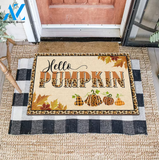 Hello Pumpkin Doormat, Pumpkin Welcome Mat, Leopard Pumpkin Print, Fall Doormat, Fall Decor, Cute Doormat, Thanksgiving Doormat, Gift For Friend Family