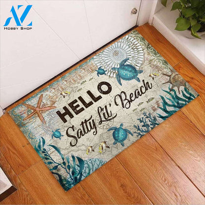 Hello Salty Lil' Beach - Turtle Doormat