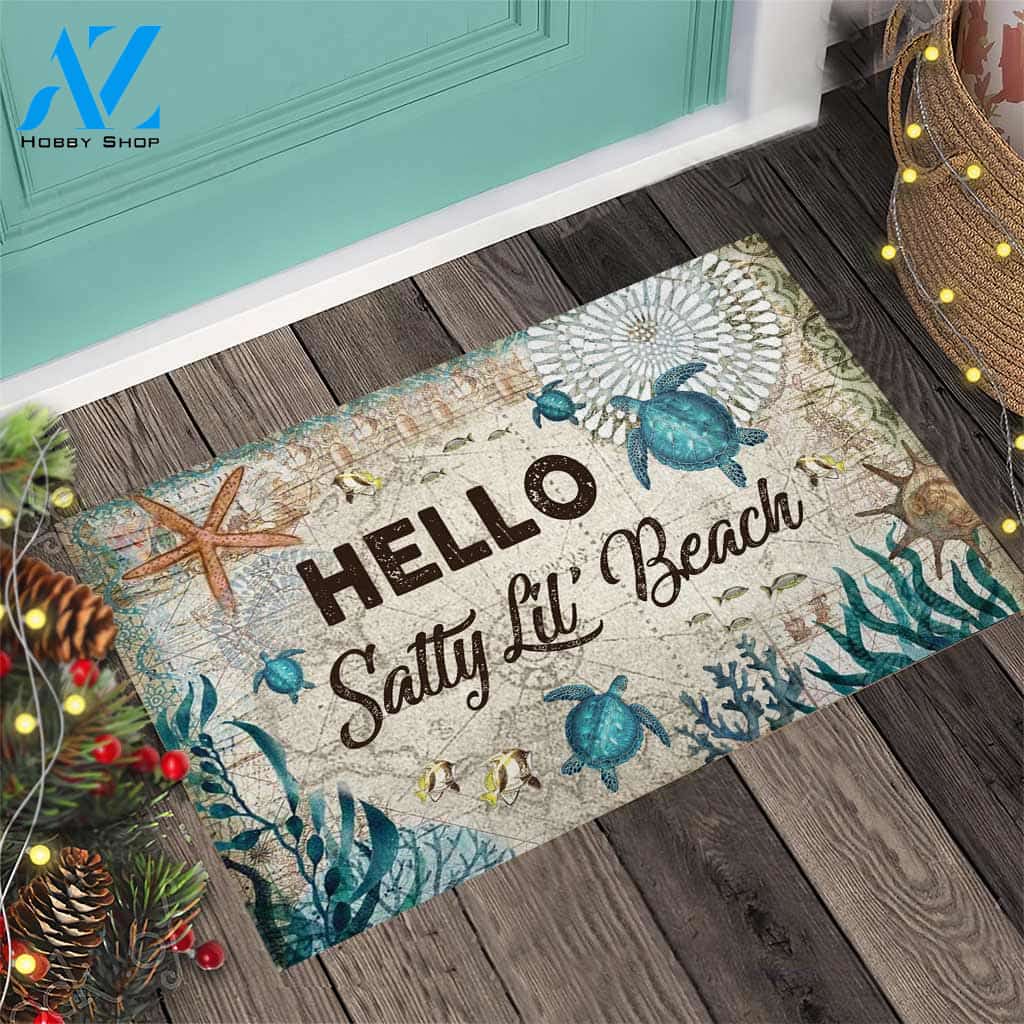 Hello Salty Lil' Beach - Turtle Doormat
