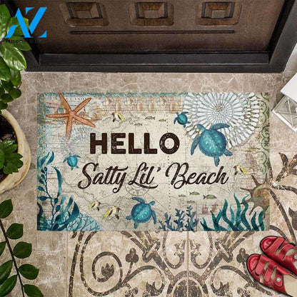 Hello Salty Lil' Beach - Turtle Doormat Indoor And Outdoor Doormat Warm House Gift Welcome Mat Gift For Family Friend Magic Lover