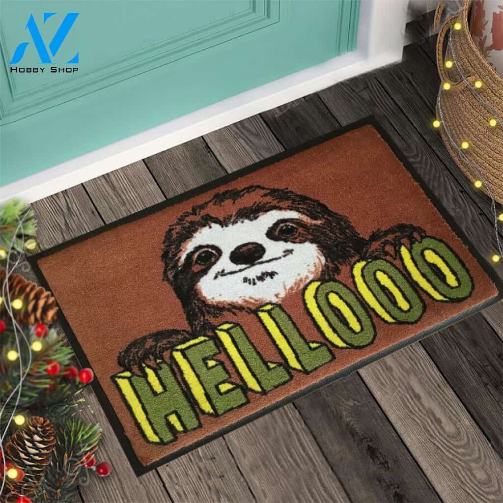 Hello – Sloth Easy Clean Welcome DoorMat | Felt And Rubber | 40x60 cm | 45x75 cm | 60x90 cm | Colorful | DO1068