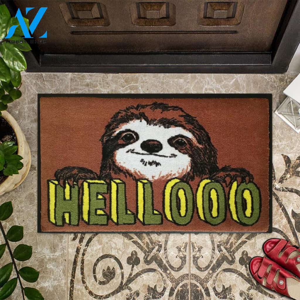 Hello – Sloth Easy Clean Welcome DoorMat | Felt And Rubber | 40x60 cm | 45x75 cm | 60x90 cm | Colorful | DO1068