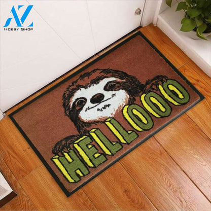 Hello – Sloth Easy Clean Welcome DoorMat | Felt And Rubber | 40x60 cm | 45x75 cm | 60x90 cm | Colorful | DO1068
