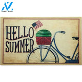 Hello Summer Bicycle And Watermelon Doormat Welcome Mat Housewarming Gift Home Decor Funny Doormat Gift Idea For Summer Lovers