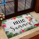 Hello Summer Flamingo Tropical Funny Indoor And Outdoor Doormat Warm House Gift Welcome Mat Birthday Gift For Friend Family
