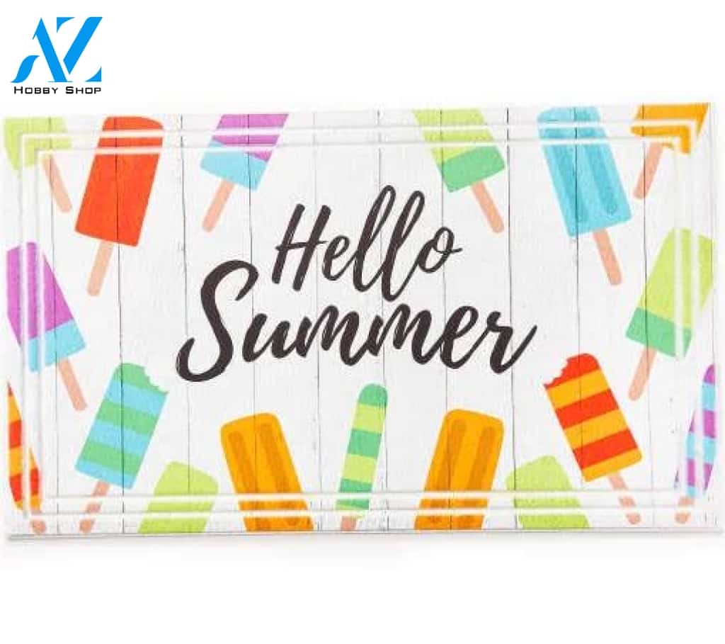 Hello Summer Ice Cream Doormat Welcome Mat Housewarming Gift Home Decor Funny Doormat Gift Idea For Summer Lovers Gift For Friend
