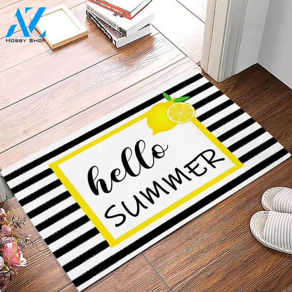 Hello Summer Lemon Doormat Welcome Mat Housewarming Gift Home Decor Funny Doormat Gift Idea For Fruit Lovers Gift For Friend
