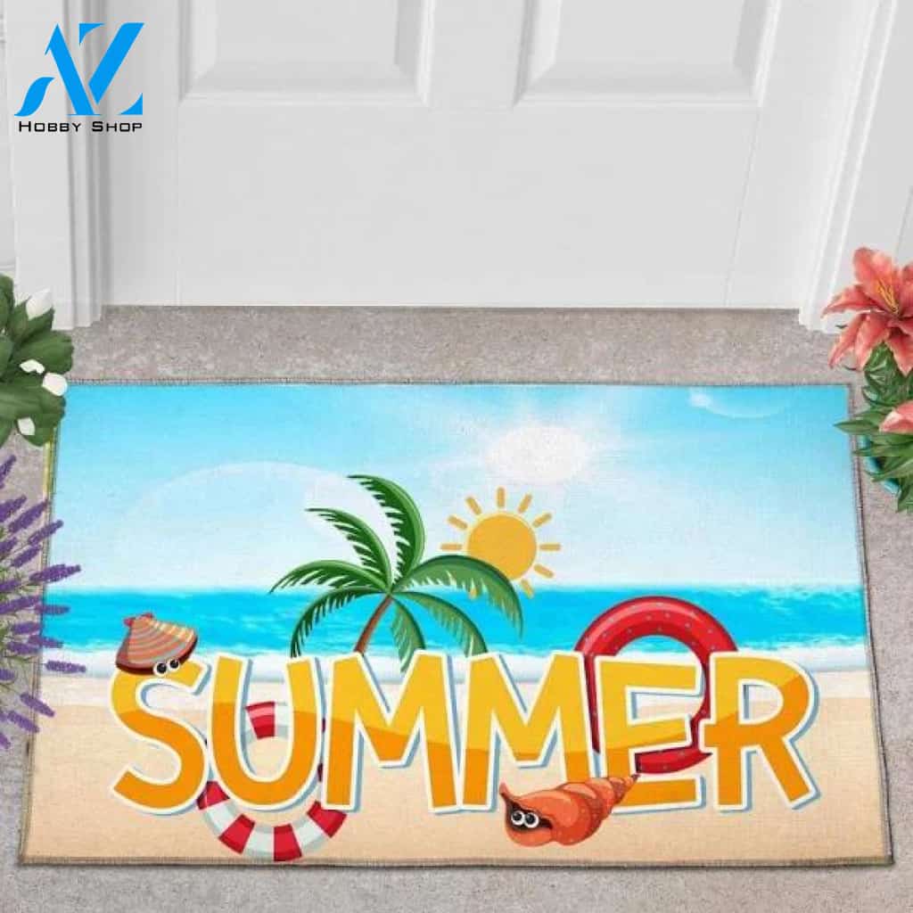 Hello Summer Love Beach Indoor And Outdoor Doormat Warm House Gift Welcome Mat Gift For Beach Lovers Gift For Friend