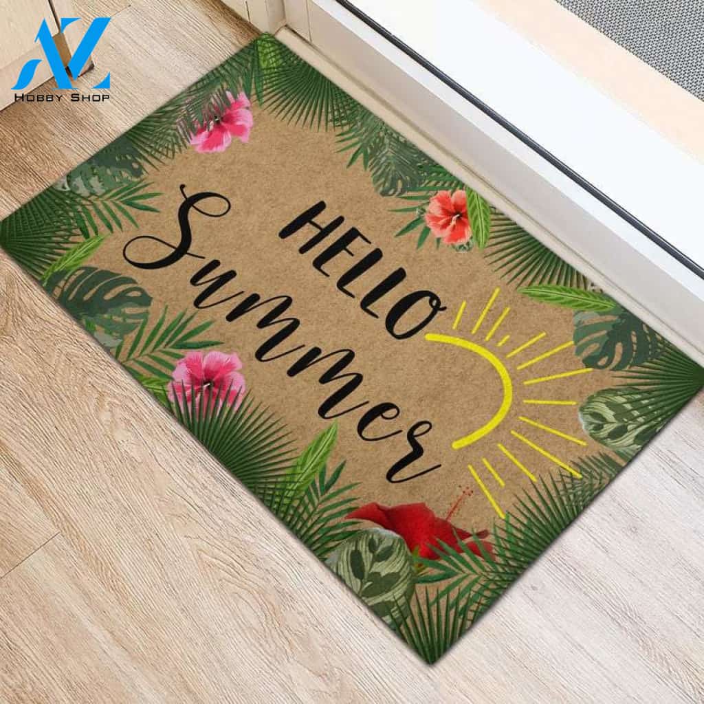 Hello Summer Tropical Funny Indoor And Outdoor Doormat Warm House Gift Welcome Mat Birthday Gift For Friend Family