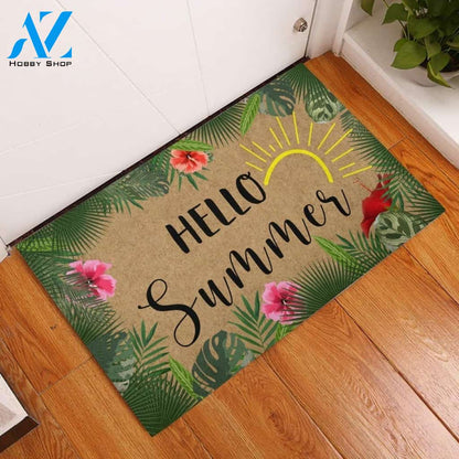 Hello Summer Tropical Funny Indoor And Outdoor Doormat Warm House Gift Welcome Mat Birthday Gift For Friend Family